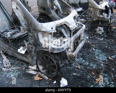 two burnt smart cars Stock Photo - Alamy