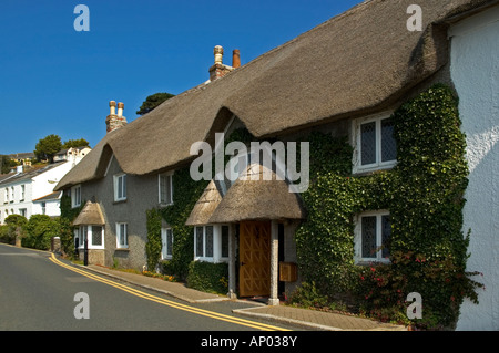 traditional thatched cottage in st.mawes,cornwall Stock Photo