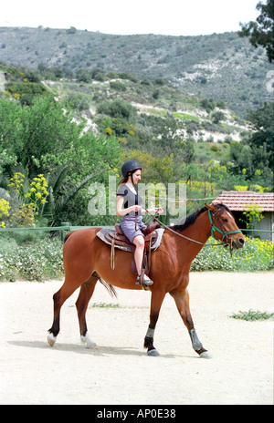 Horse riding in the countryside in Cyprus Stock Photo