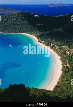 Aerial View Of Magens Bay St Thomas US Virgin Islands with boat Stock Photo