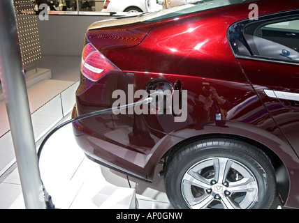 Hydrogen fuel port on the Honda FCX Clarity hydrogen fuel cell car Stock Photo