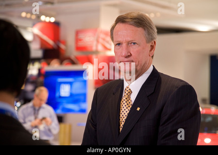 Detroit Michigan General Motors CEO Rick Wagoner at the North American International Auto Show Stock Photo