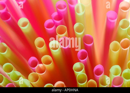 multi coloured plastic drinking straws Stock Photo