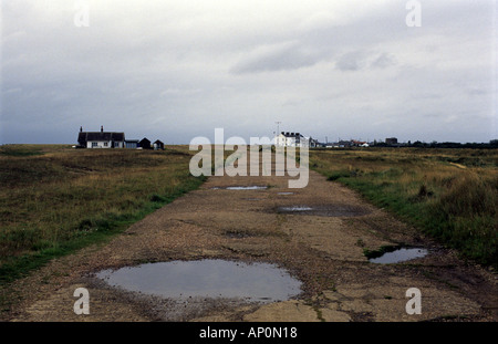 Second World war concrete road, Shingle Street, Suffolk, UK. Stock Photo