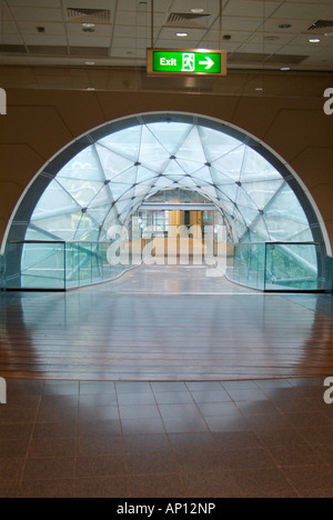 Glass connecting tunnel bridge arndale Selfridges marks spencer  tube tubular I r a reconstructed reconstruction Manchester UK G Stock Photo