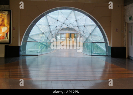 Glass connecting tunnel bridge arndale Selfridges marks spencer  tube tubular I r a reconstructed reconstruction Manchester UK G Stock Photo