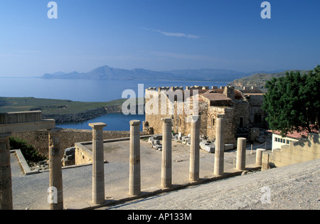 Lindos Akropolis, Dodekanes, Rhodos, Greece Stock Photo