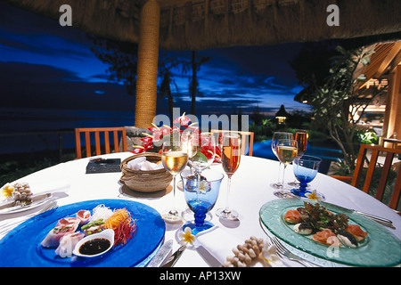 Private Dinner, Royal Villa, Hotel Oberoi, Mauritius Stock Photo