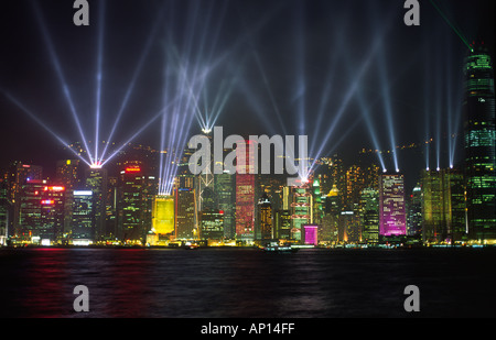 Fireworks show on Chinese New Year Eve in Hong Kong, China with ...