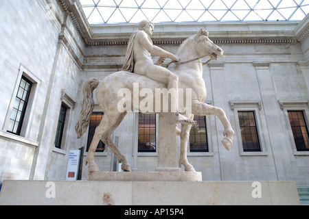 Classical Equestrian Sculpture, Entrance Hall, British Museum, London, England, UK Stock Photo