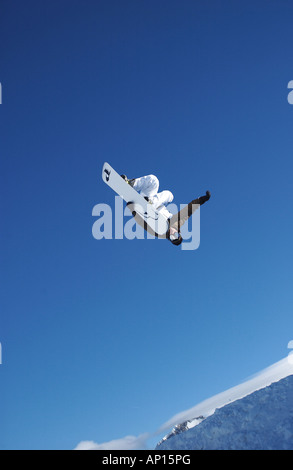Snowboarder in the air Stock Photo