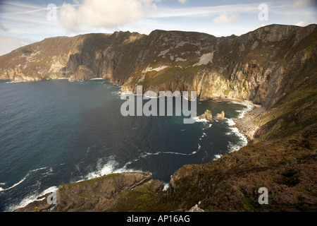 Slieve League Southwest Donegal Ireland The highest sea cliffs in Europe dropping 600m into the Atlantic ocean Stock Photo