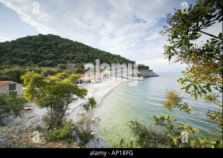 Beach and port, Port Beli, Cres Island, Croatia Stock Photo