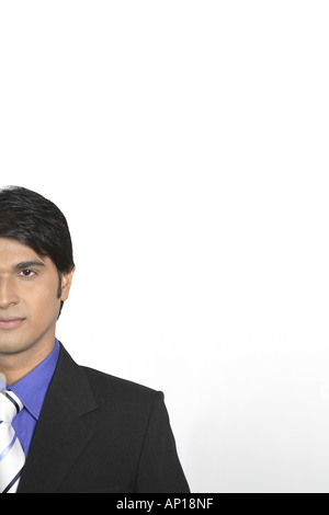 ANG200019 Profile of face smiling wearing formal clothes Stock Photo