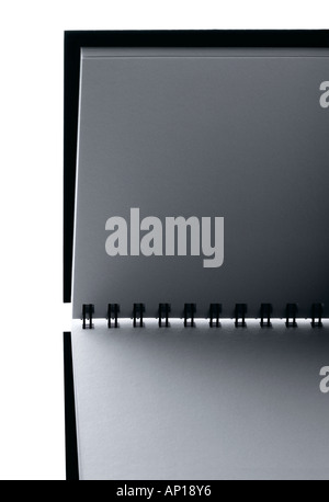 Black Hard Back Notebook with Ring Bound Heavy Weight White Pages Stock Photo