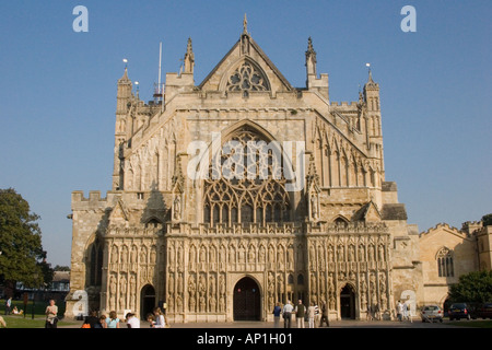 The main doors at the west end of The Cathedral Church of St Peter at Exeter, Devon Stock Photo