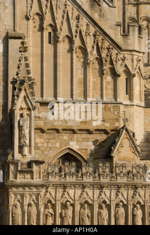 To the right of the main doors at the west end of The Cathedral Church of St Peter at Exeter, Devon Stock Photo