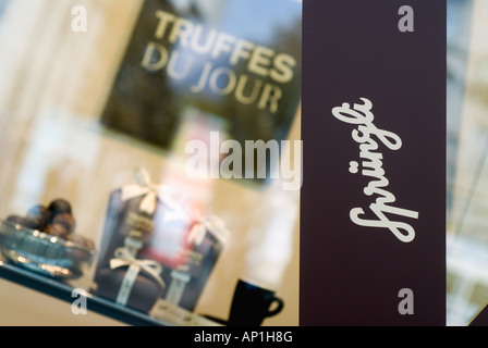 Confiserie Spruengli at Paradeplatz in the center of Zurich, Switzerland. Stock Photo