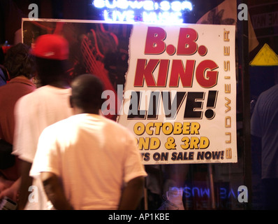 Music fans tourists and visitors outside B B Kings Blues Club Beale Street Memphis Tennessee USA Stock Photo