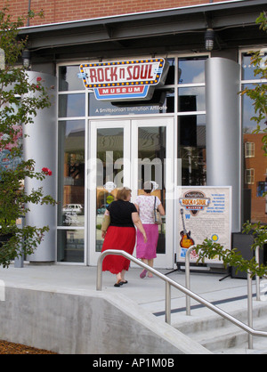 Two women visiting the Rock n Soul Museum Memphis USA Stock Photo