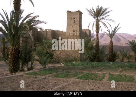 Kasbah or fortified village in the Dres Valley north of Zagora southern Morocco north west Africa Stock Photo