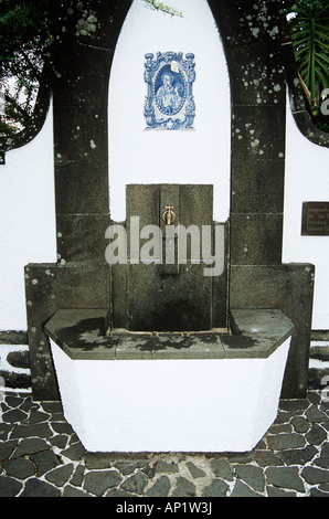 Drinking water fountain in a street, Santana, Madeira Stock Photo