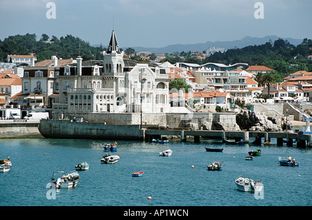 View of buildings and harbour, Cascais, near Lisbon, Portugal Stock Photo