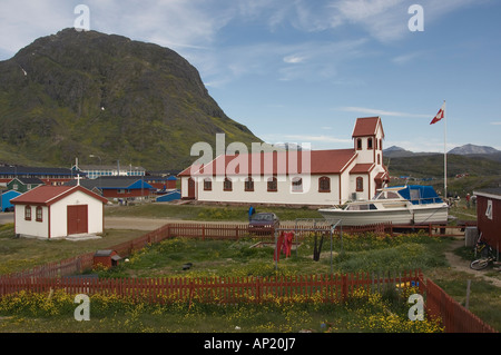 Narsaq church Greenland Denmark Stock Photo