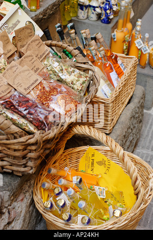 Italian specialties on display, Cinque Terre, Italy Stock Photo