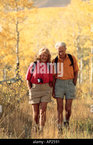 Senior couple hiking Stock Photo
