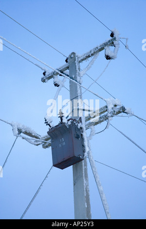 Hoar Frost on Power Poles Central Otago South Island New Zealand Stock Photo