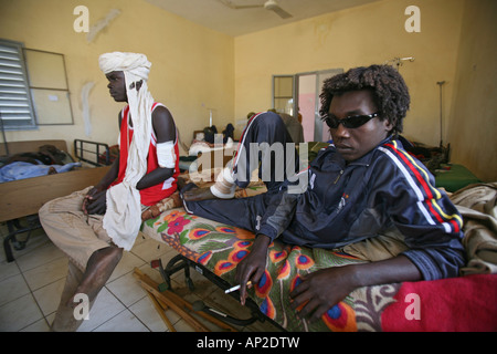 Rebels from the Justice and Equality Movement who are injured and hospitalised in a Chadian hospital Stock Photo