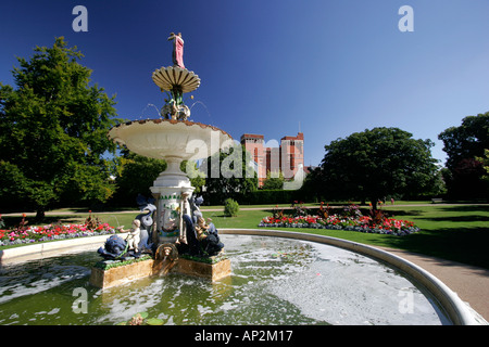 Fountain and Jellalabad Barracks in Vivary Park Taunton Stock Photo