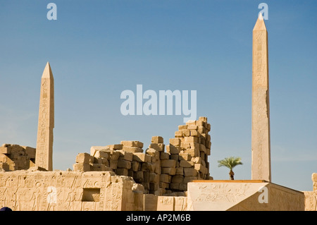 Obelisks of  Hatshepsut and Tuthmose, Karnak Temple Complex, Luxor, Egypt, Middle East. DSC 4408 Stock Photo