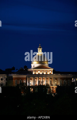 State House at night, Boston, Massachusetts, United States (USA) Stock Photo