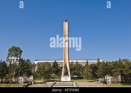 The Tiglachin Monument or Derg Monument that stands in front of the post office of Addis Ababa. Stock Photo