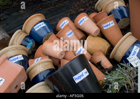 Frostproof garden pots for sale Stock Photo