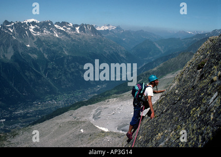 PICTURE CREDIT DOUG BLANE Rock climbing at Les Gaillands Massif du Mont Blanc Chamonix France Stock Photo