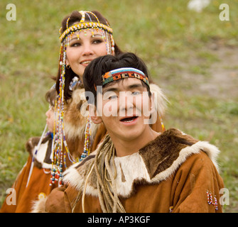 Koryak native people of Ossora village from Kamchatka peninsula, Russia Stock Photo