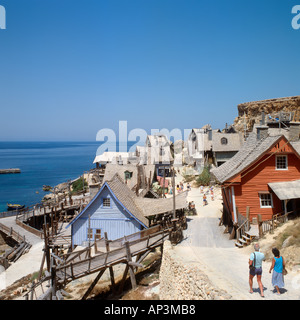 Popeye Village (the seet of the 1980's Robin Williams film), West Coast, Malta Stock Photo