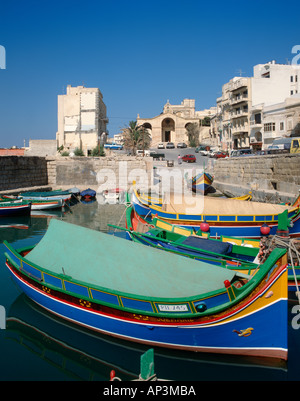 Typical local fishing boats in St Paul's Bay, Malta in 1989 Stock Photo