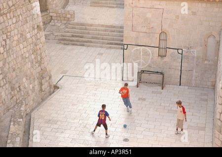 Children playing Football in Dubrovnik Stock Photo