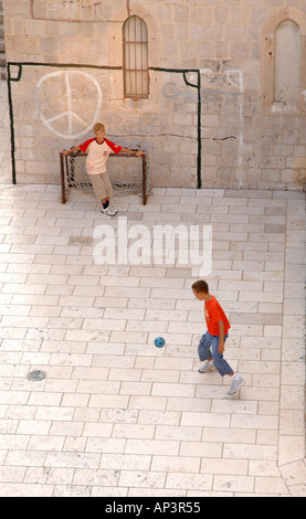 Children playing Football in Dubrovnik Stock Photo