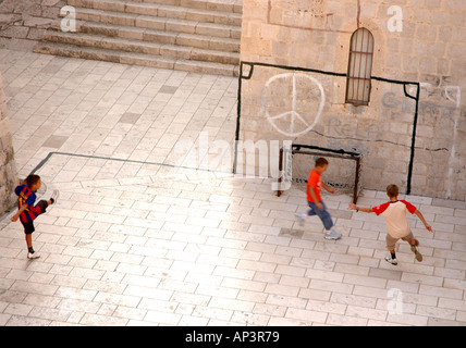 Children playing Football in Dubrovnik Stock Photo