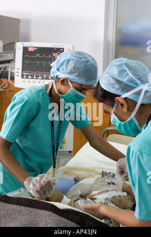 Nurses work in the Pediatric Intensive Care Unit (PICU) of the Narayana ...