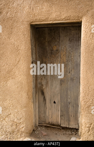Doorway of an Old adobe home in Sante Fe New Mexico Stock Photo