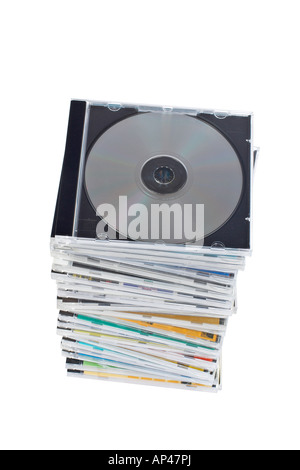 Stack of dvds and cds over a white background Stock Photo