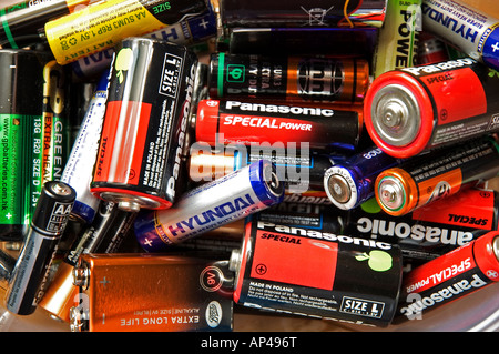 old used batteries Stock Photo