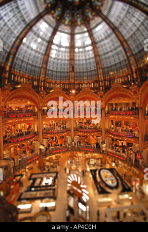 PARIS, FRANCE. A tilt-shift view of the domed interior of the Galeries Lafayette on Boulevard Haussmann. 2007. Stock Photo