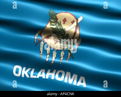 Computer generated illustration of the flag of the state of Oklahoma with silky appearance and waves Stock Photo